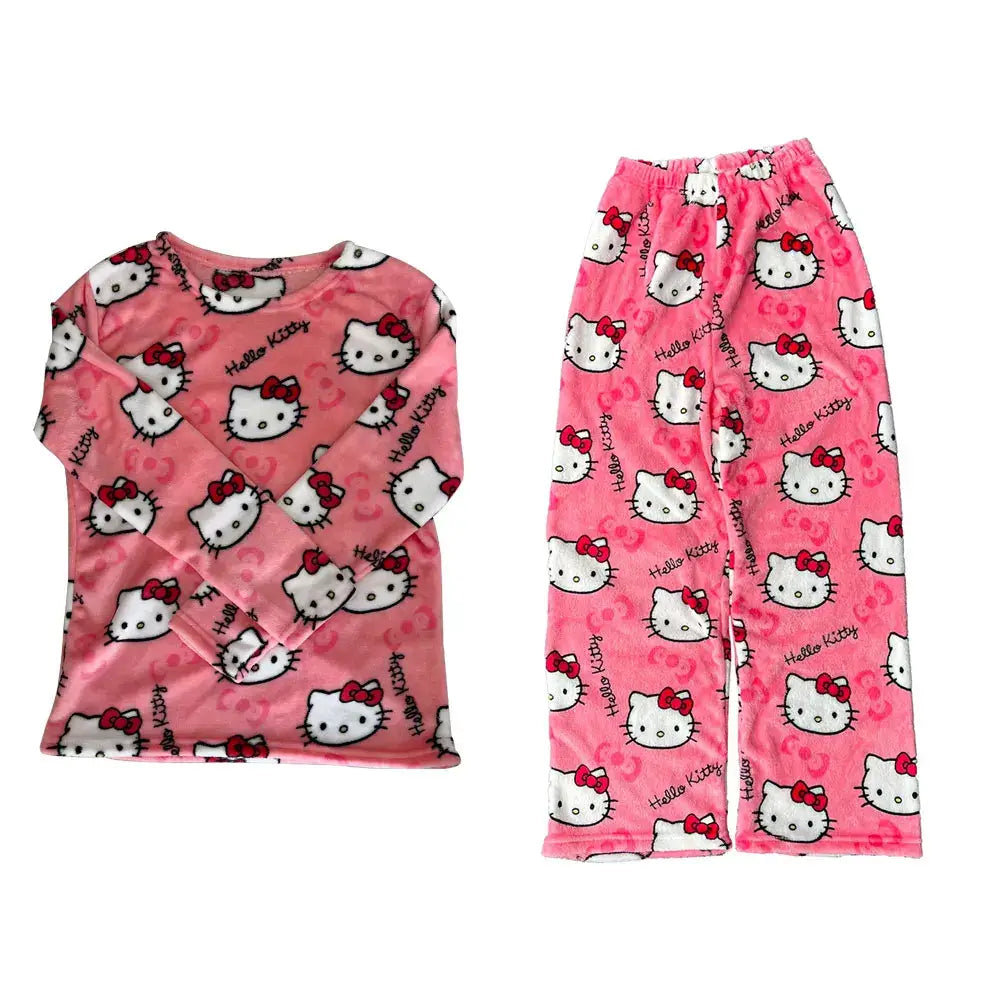 Pijama Feminino Hello Kitty Peluciado Conjunto To Com Sono Pijamas