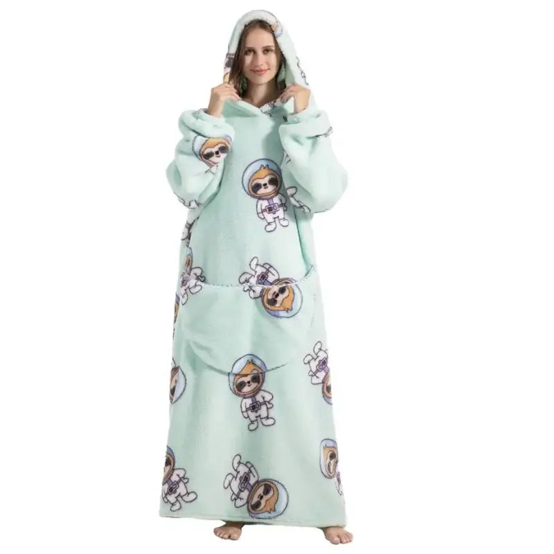 Roupão Hoodie Cobertor com Capuz Longo Divertido