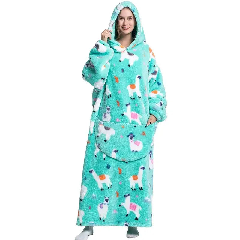 Roupão Hoodie Cobertor com Capuz Longo Divertido