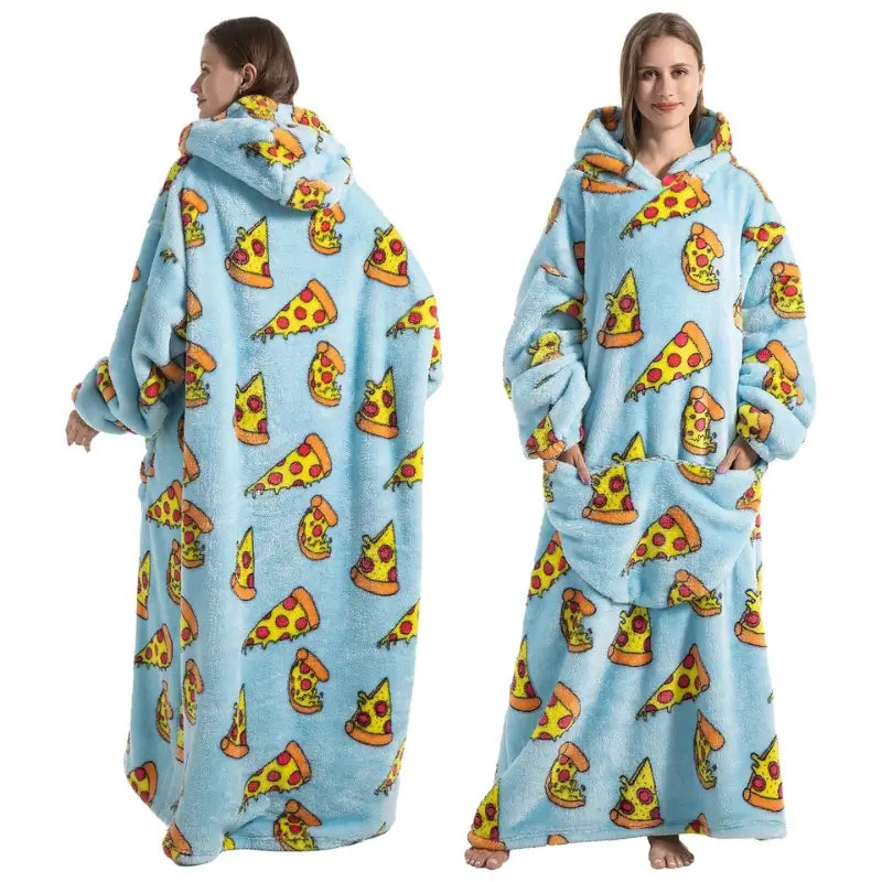 Roupão Hoodie Cobertor com Capuz Longo Divertido