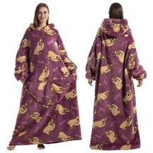 Roupão Hoodie Cobertor com Capuz Longo Divertido