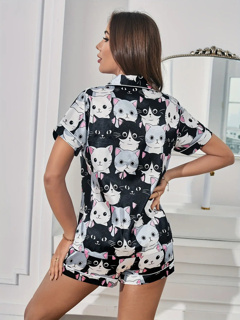 Pijama Feminino Gatinhos Pretos e Brancos  To Com Sono Pijamas