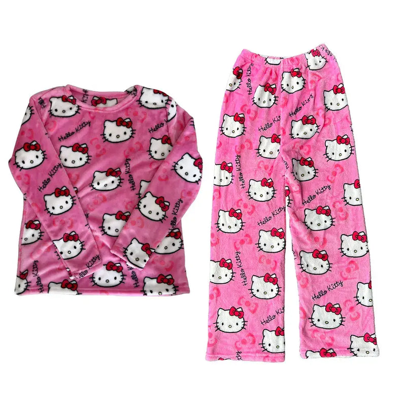 Pijama Feminino Hello Kitty Peluciado Conjunto  To Com Sono Pijamas