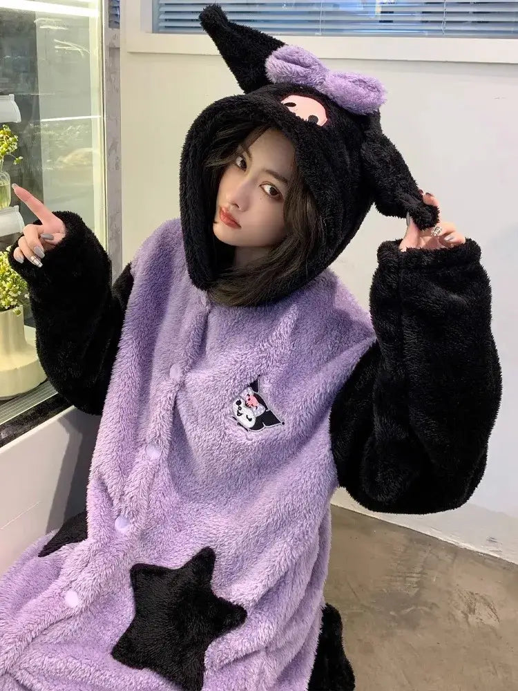 Roupao Pijama Kuromi To Com Sono Pijamas