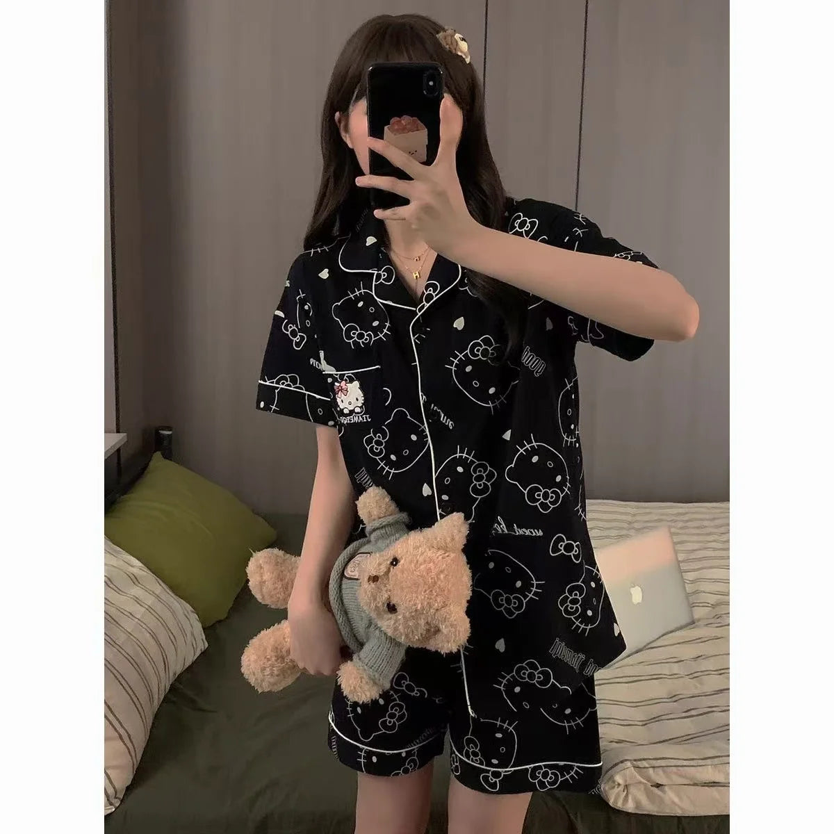 Pijama Curto Feminino Hello Kitty