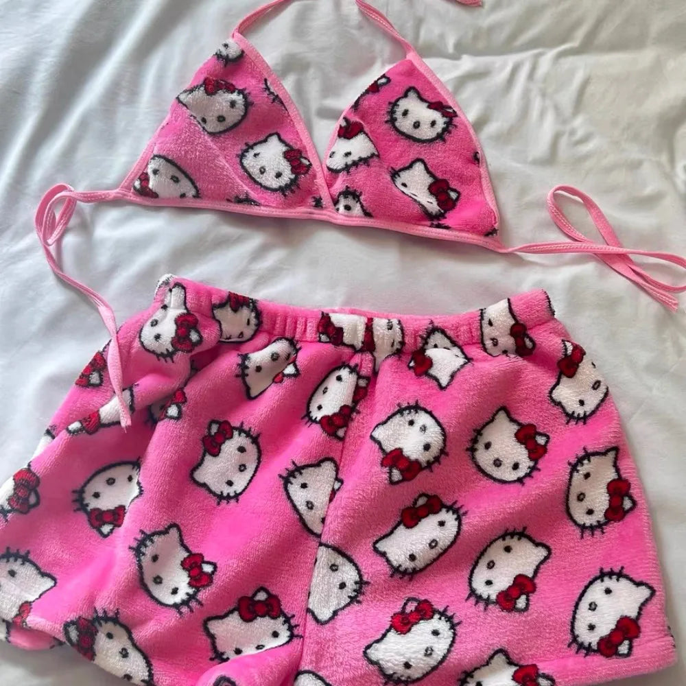 Pijama Feminino Hello Kitty Confortável Curto